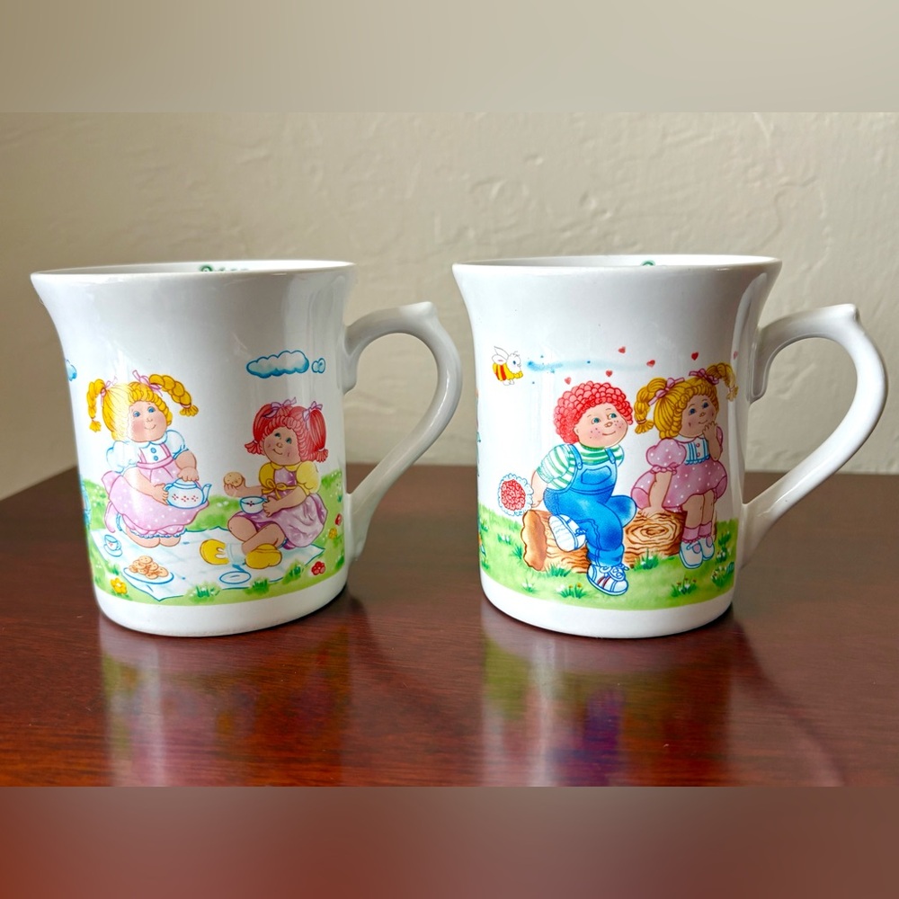 Vintage 1984 Cabbage Patch Kids Ceramic Mugs Set of Two